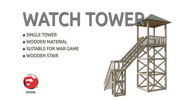TOWER-1-WITH STAIR Low-poly 3D model