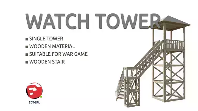 TOWER-1-WITH STAIR Low-poly 3D model