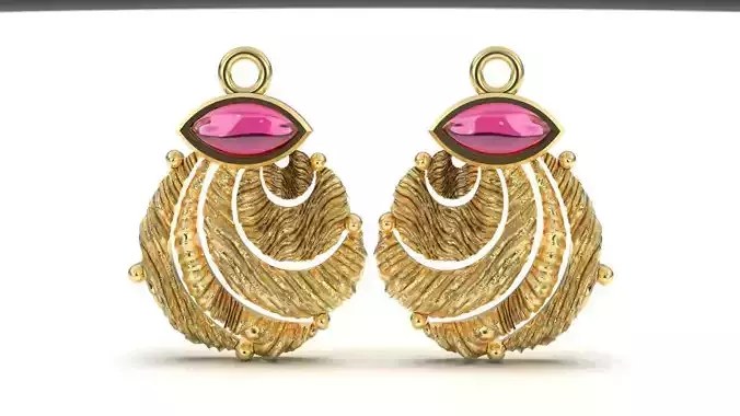 gem stone texture oxidize earring  3D print model