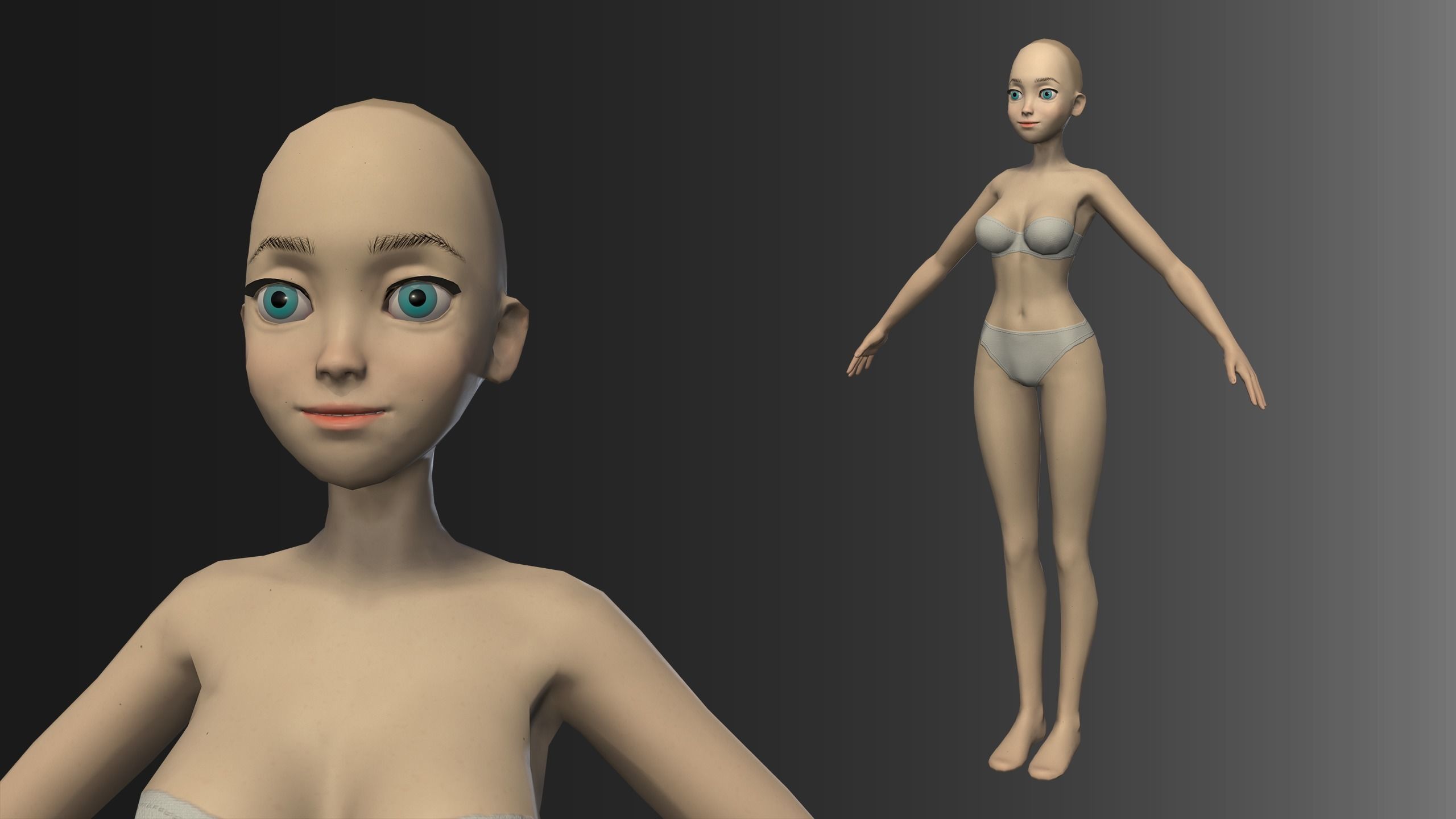 Stylized female basemesh Low-poly 3D model_1