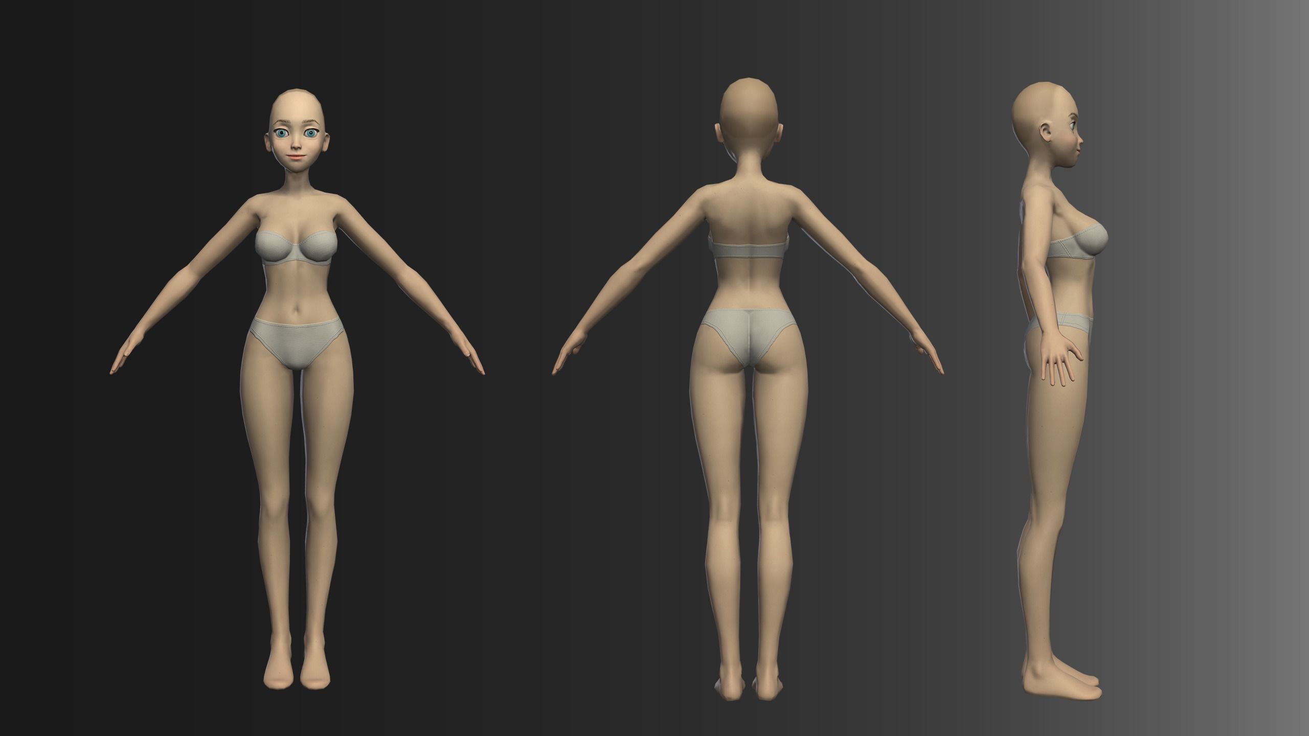 Stylized female basemesh Low-poly 3D model_2