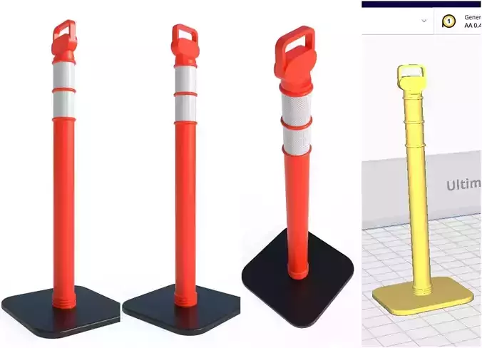 Road Cone M5 - With STL Low-poly 3D model