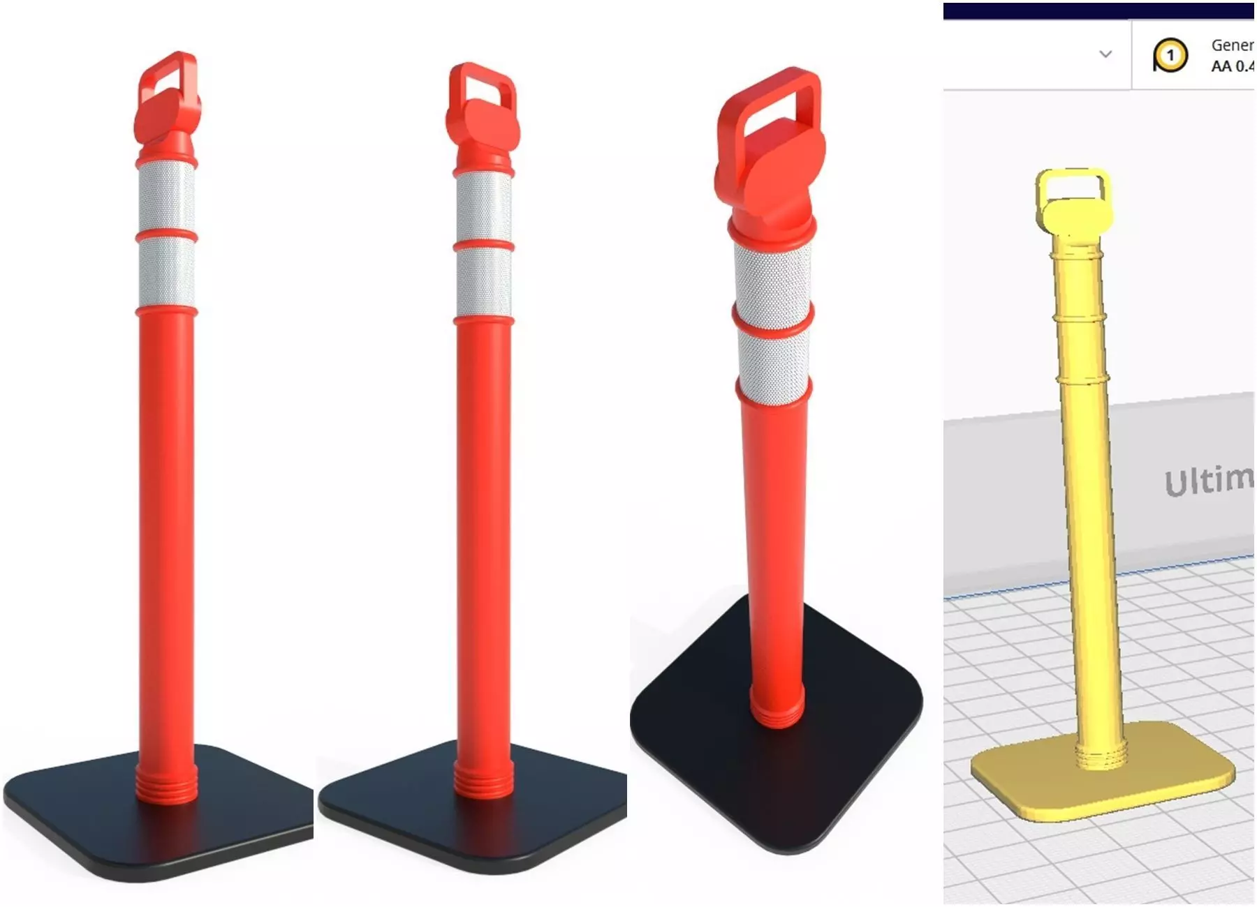 Road Cone M5 - With STL Low-poly 3D model