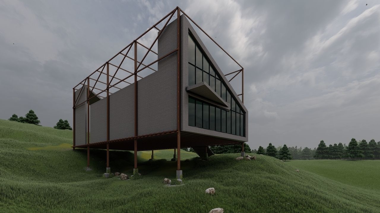 C-House house on hill 3D model_3