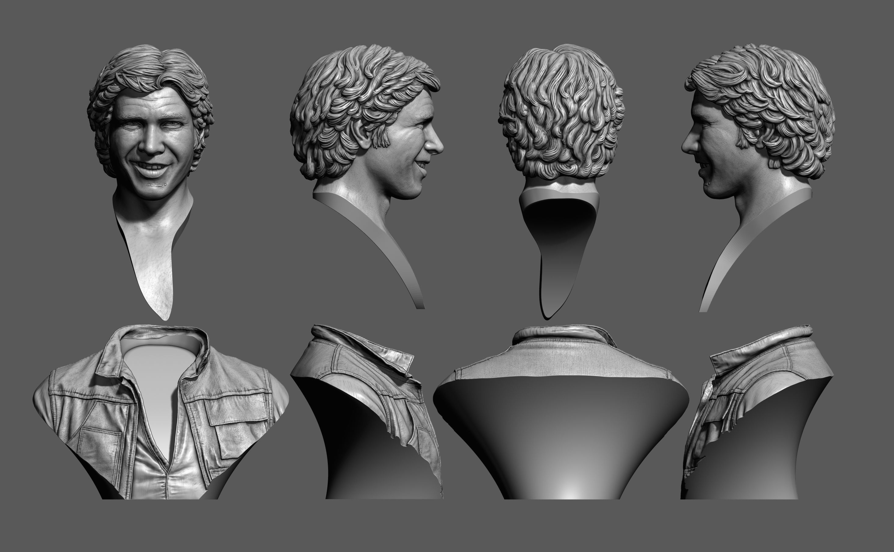 Harrison Ford as Han Solo Bust Printable 3D Model 3D print model_9