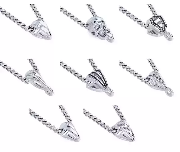8 unique bails for pendants 3D Model Collection