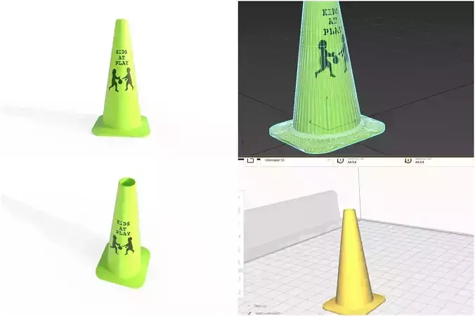 Road Cone M7 - With STL Low-poly 3D model