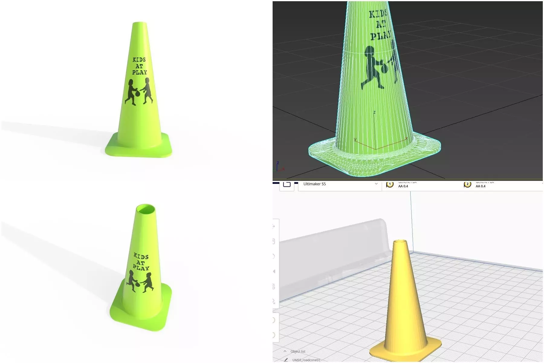 Road Cone M7 - With STL Low-poly 3D model_0