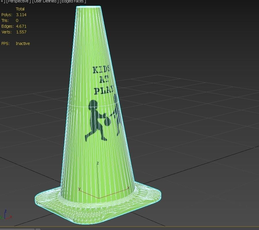 Road Cone M7 - With STL Low-poly 3D model_10
