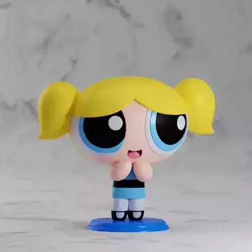 Powerpuff Girls Bubbles Statue Keychain model for 3D printing