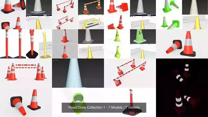 Road Cone Collection 1 - 7 Models 