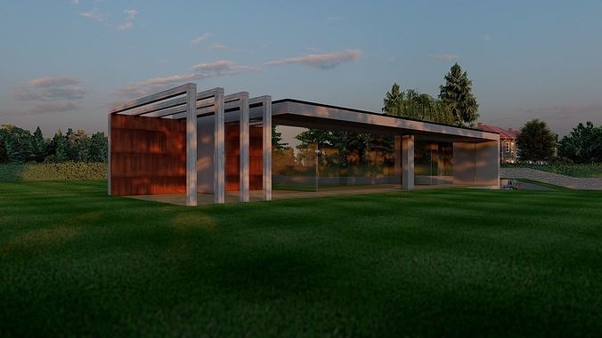 Concrete and Corten Villa Free 3D model