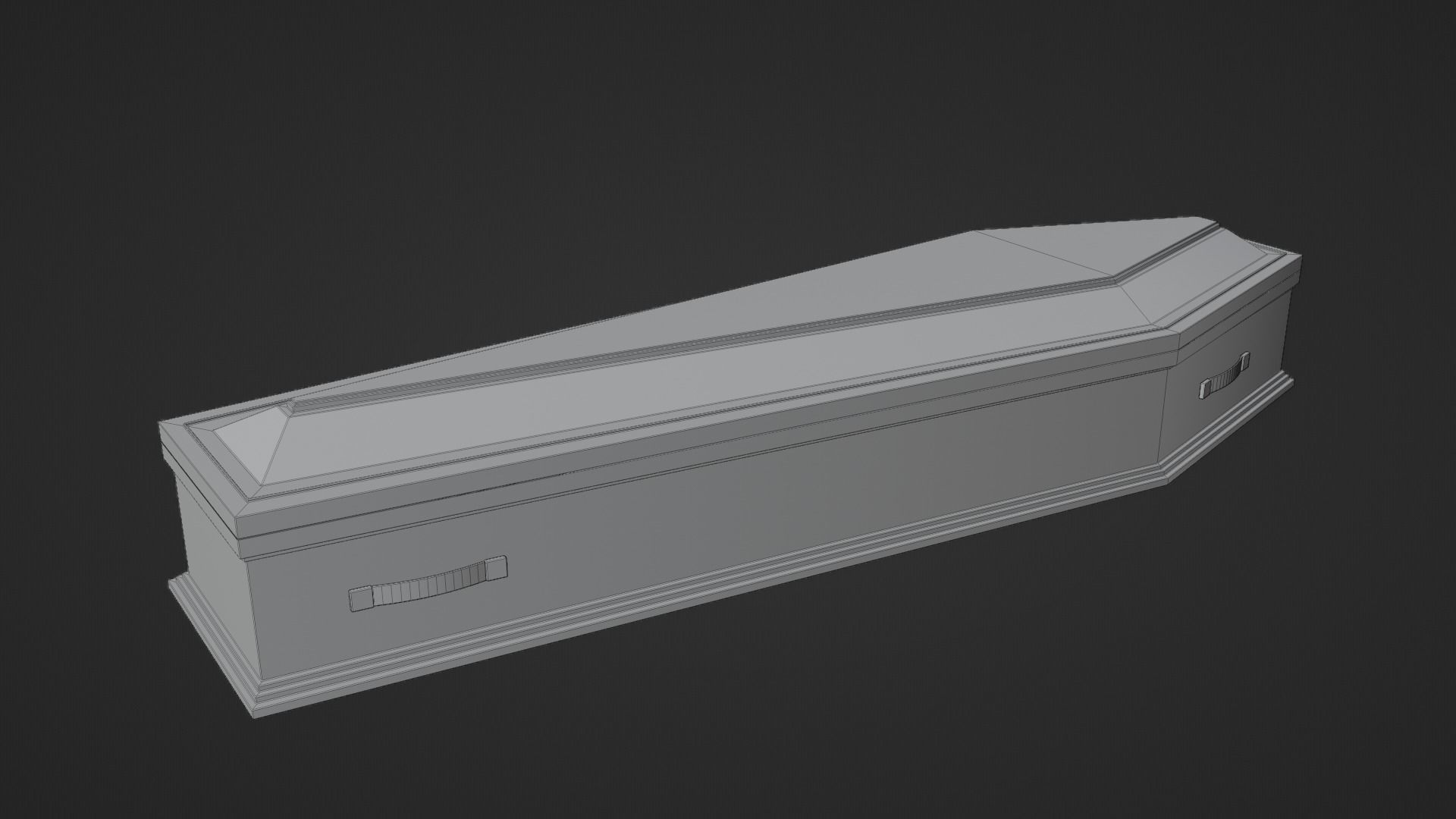 Coffin wooden 3D model_1