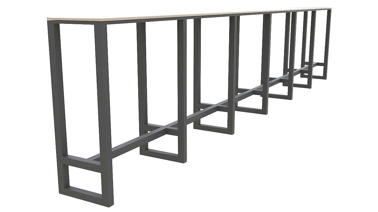 wooden table with metal legs 3D model_1