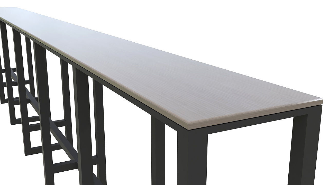 wooden table with metal legs 3D model_3