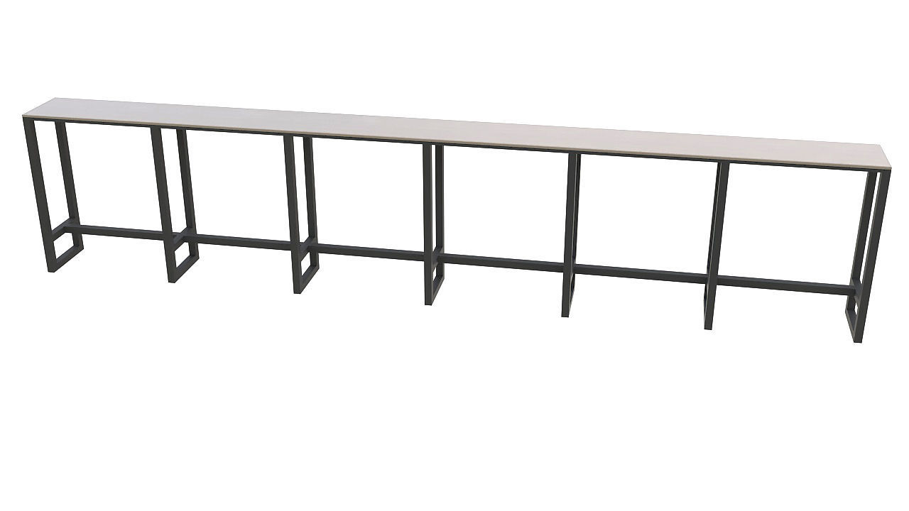 wooden table with metal legs 3D model_2