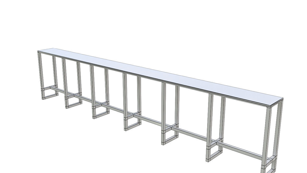 wooden table with metal legs 3D model_6
