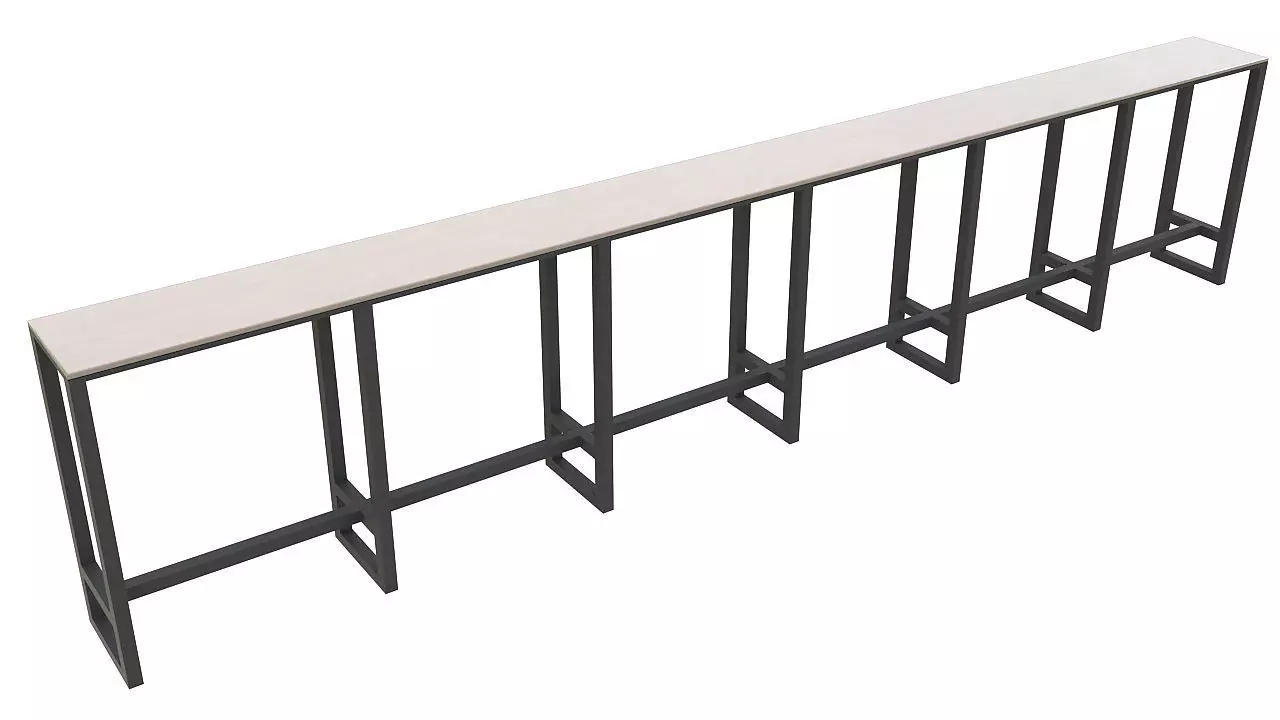 wooden table with metal legs 3D model_0