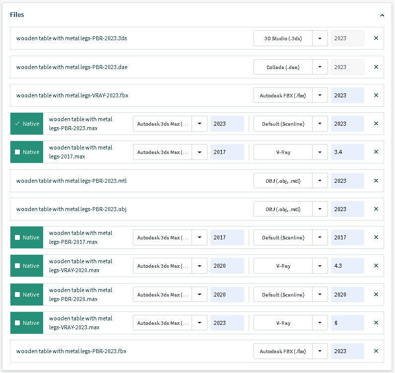 wooden table with metal legs 3D model_11