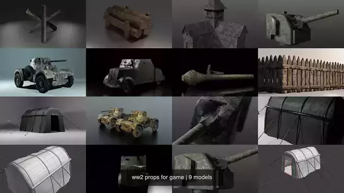 ww2 props for game PBR