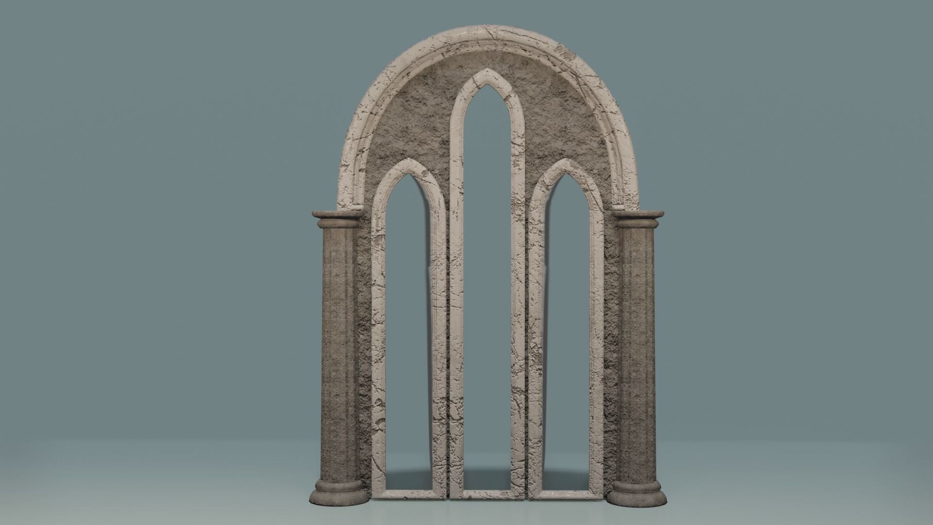Window Set gothic arch Low-poly 3D model_10