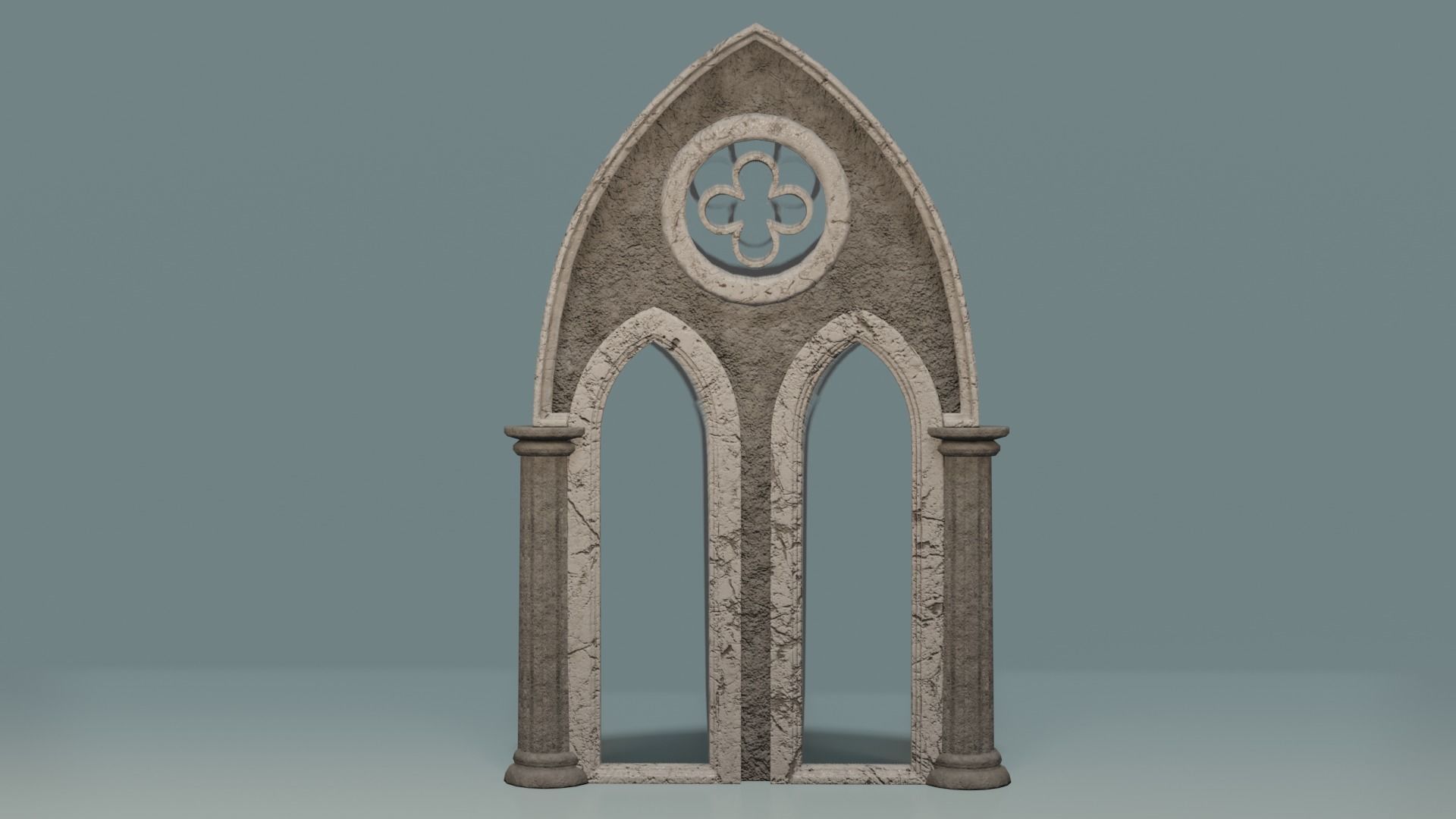 Window Set gothic arch Low-poly 3D model_1