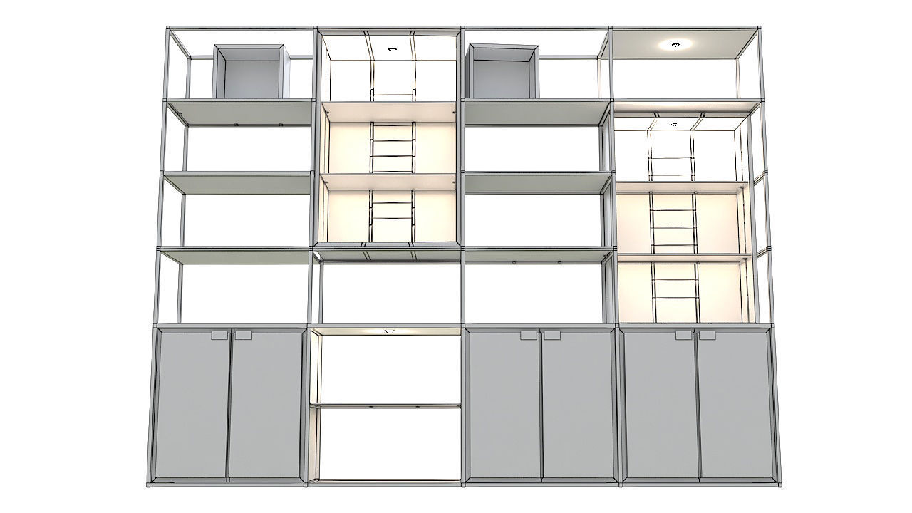 Modular wooden wall unit  3D model_8