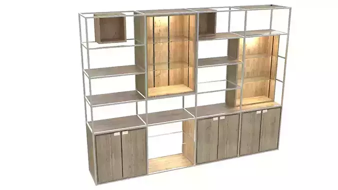 Modular wooden wall unit  3D model