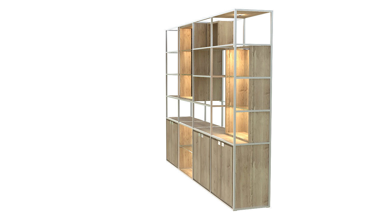 Modular wooden wall unit  3D model_2