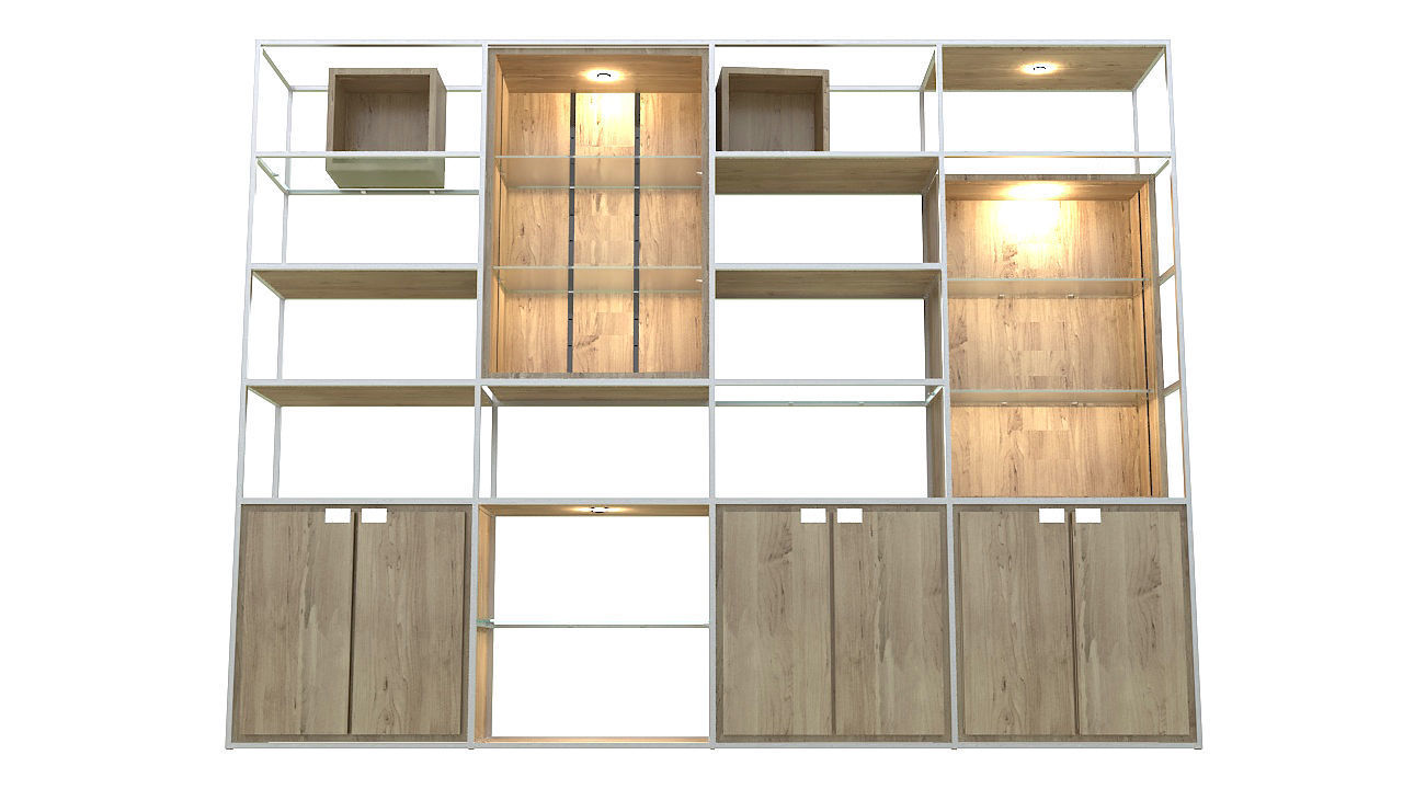 Modular wooden wall unit  3D model_3