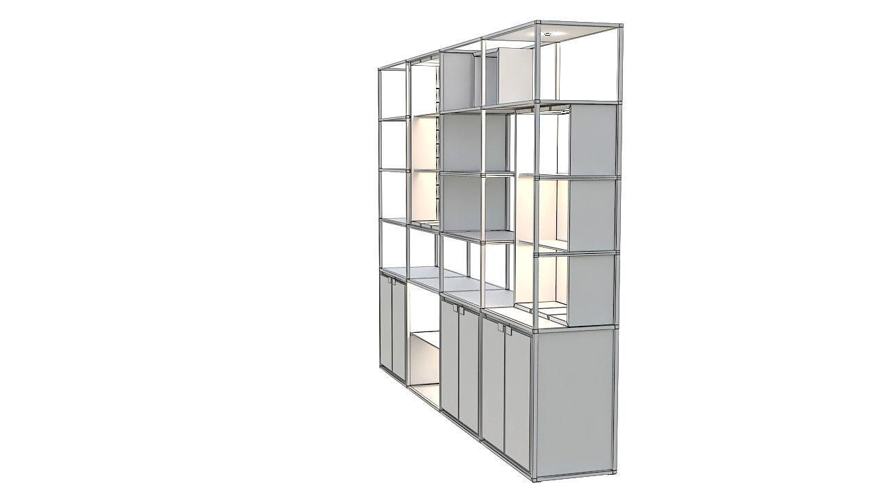 Modular wooden wall unit  3D model_6