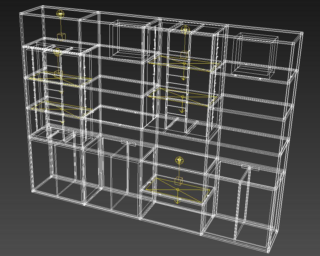 Modular wooden wall unit  3D model_14