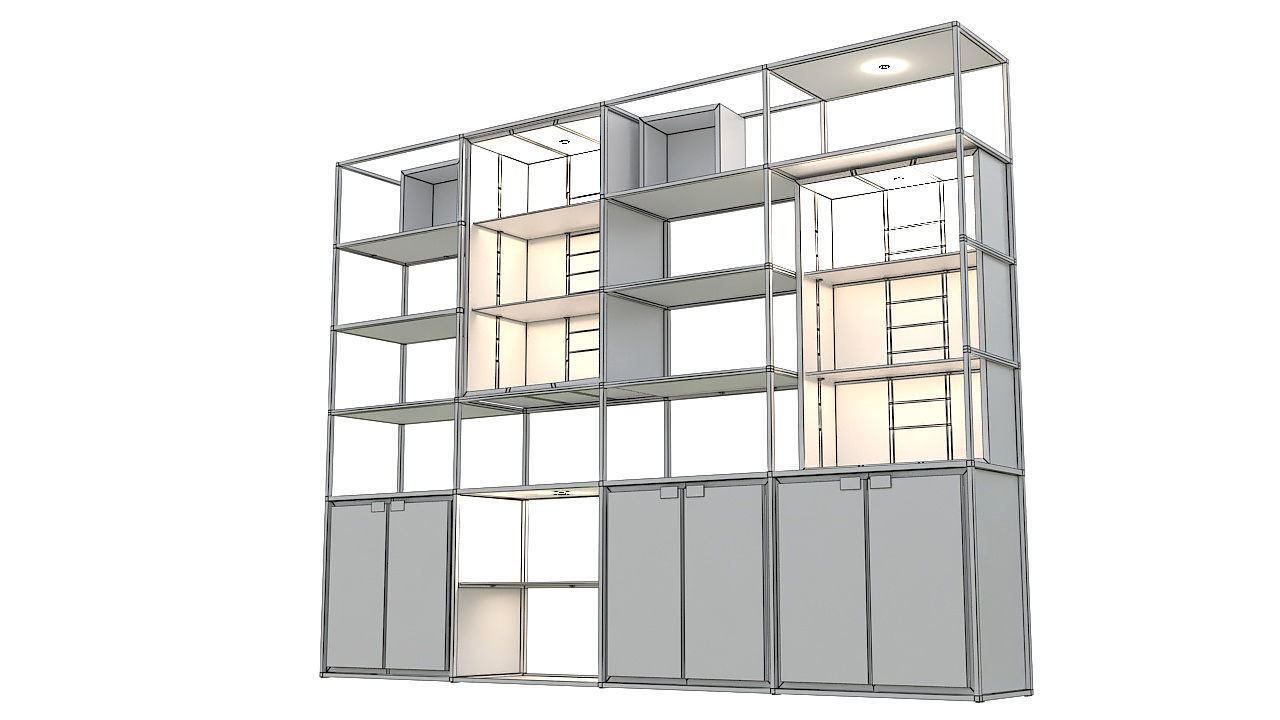 Modular wooden wall unit  3D model_7