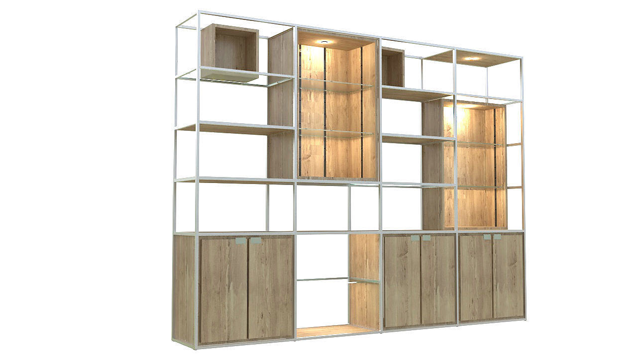 Modular wooden wall unit  3D model_4