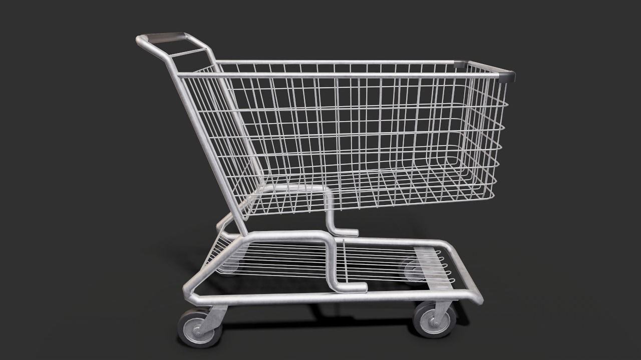 Shopping cart Low-poly 3D model_3