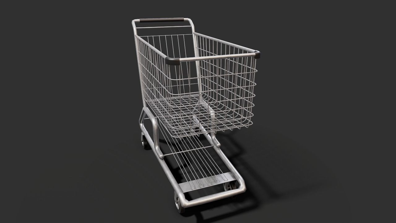 Shopping cart Low-poly 3D model_5
