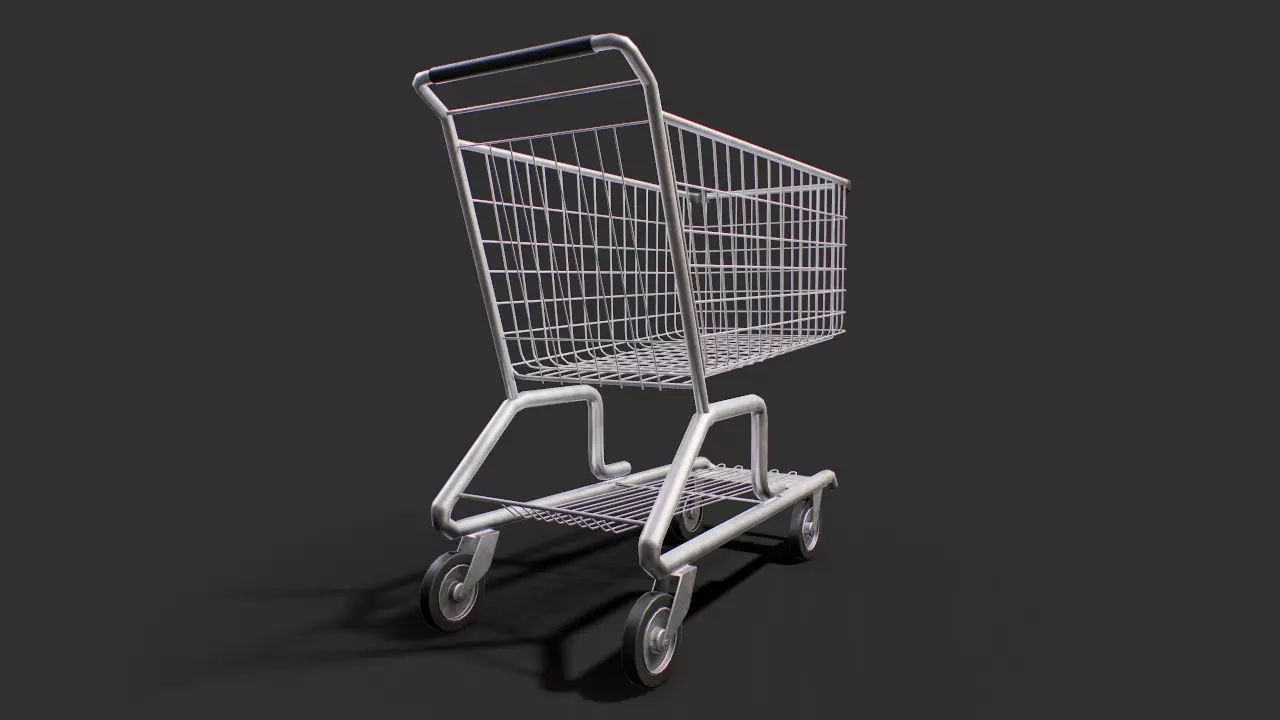 Shopping cart Low-poly 3D model_0