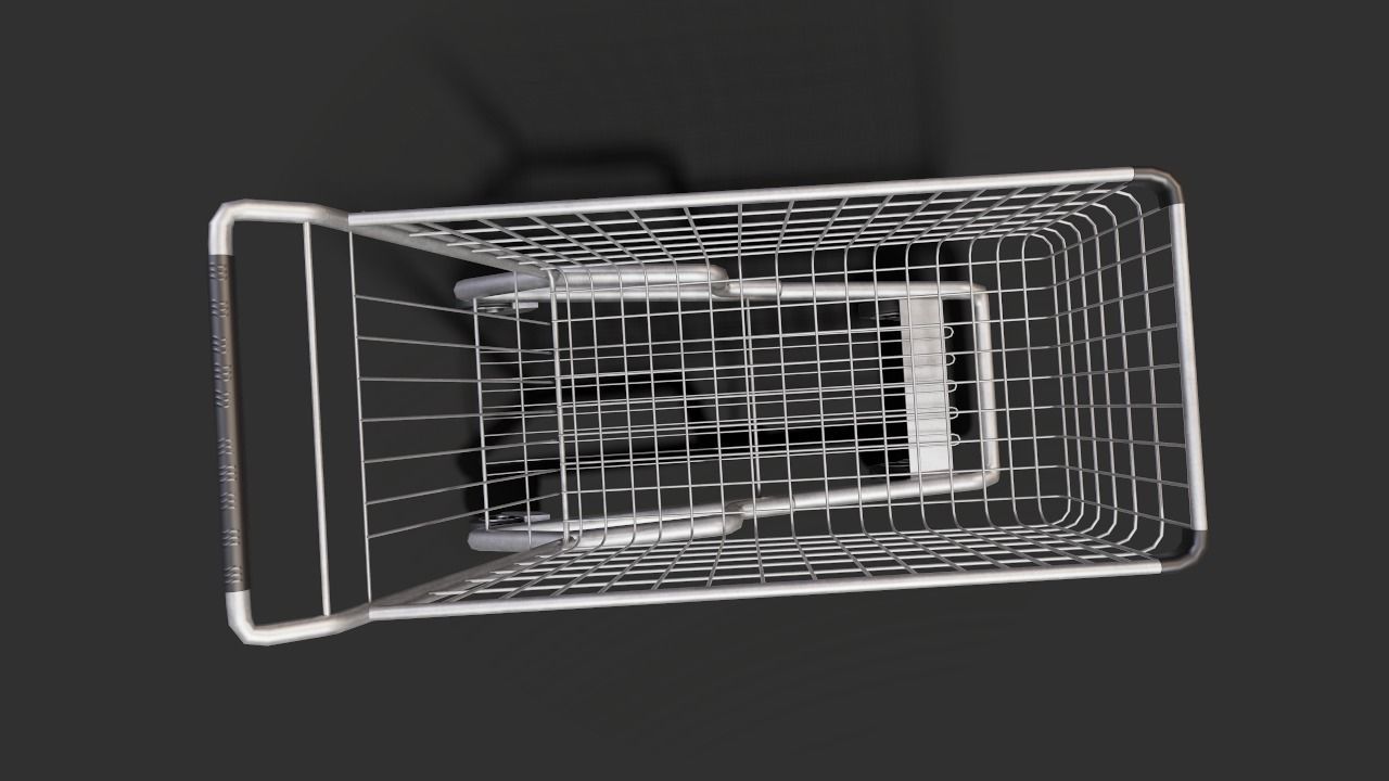 Shopping cart Low-poly 3D model_7