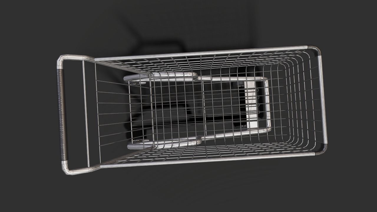 Shopping cart Low-poly 3D model_8