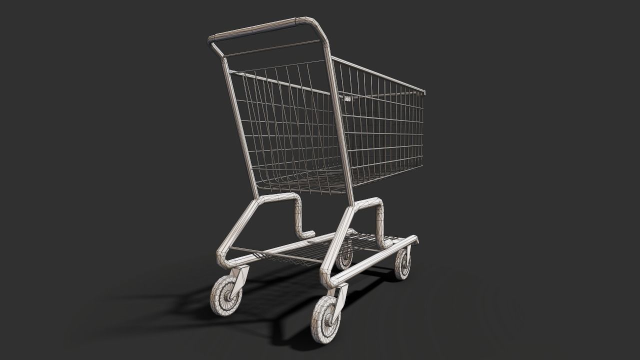 Shopping cart Low-poly 3D model_2