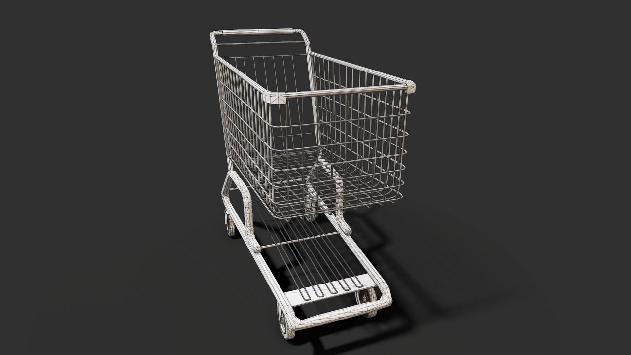Shopping cart Low-poly 3D model_6