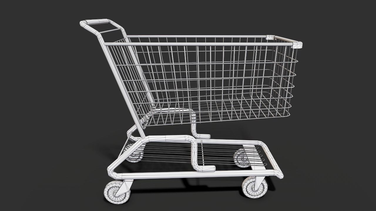 Shopping cart Low-poly 3D model_4