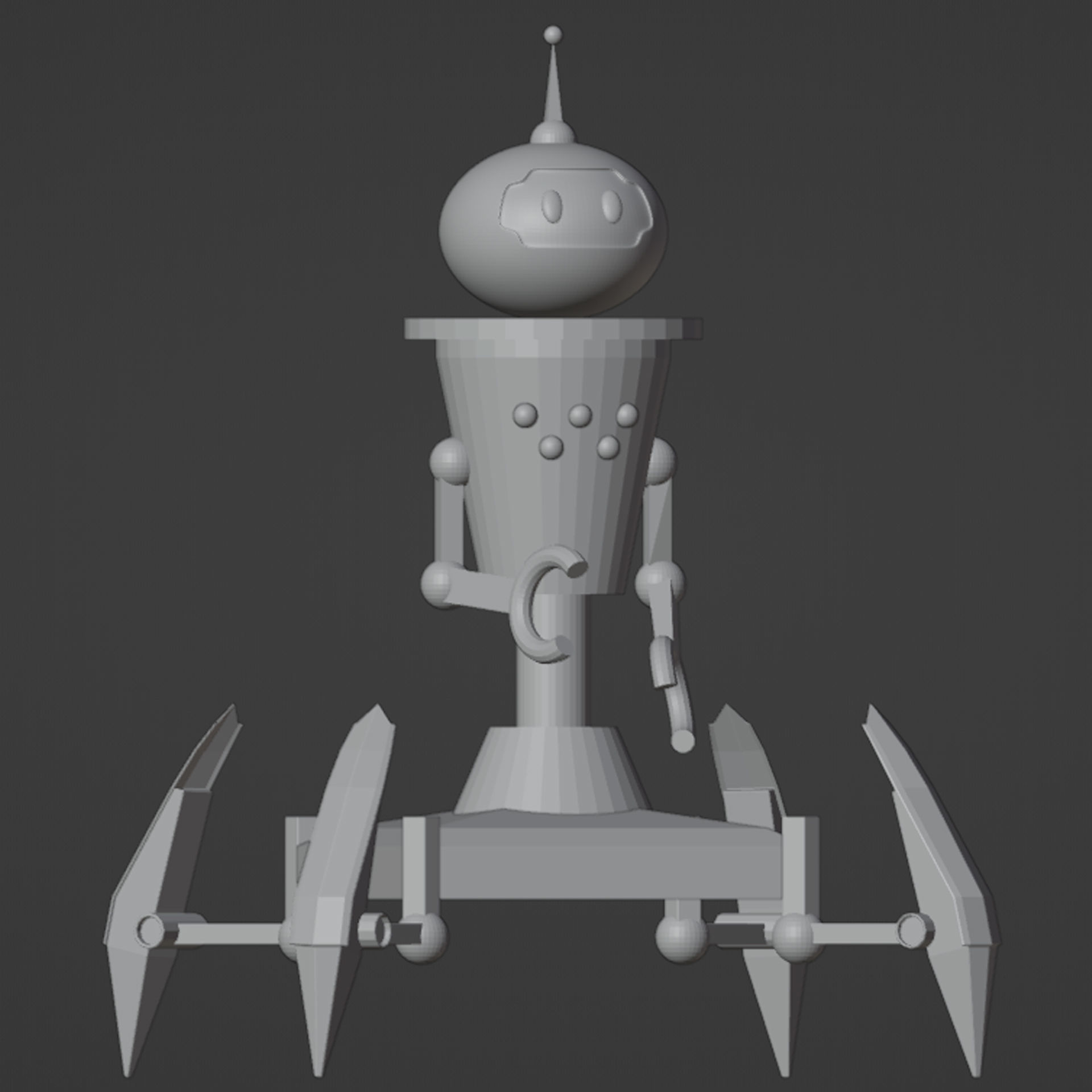 robot with 4 legs Low-poly 3D model_1