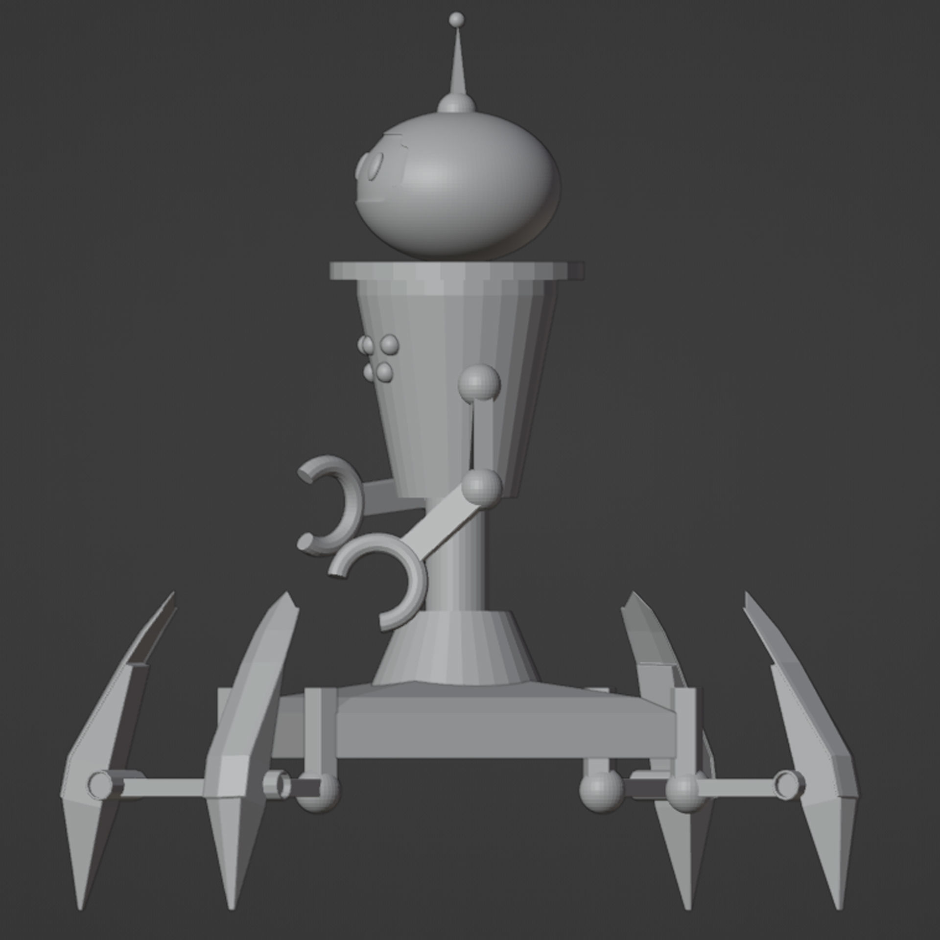 robot with 4 legs Low-poly 3D model_2