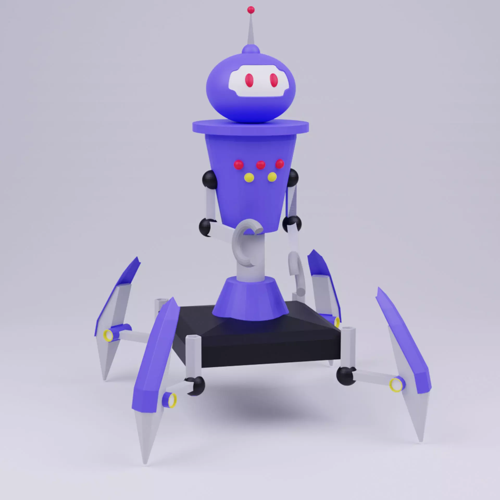 robot with 4 legs Low-poly 3D model_0