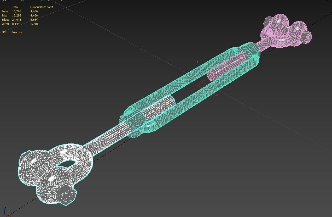 Turnbuckle  M1 Low-poly 3D model_11