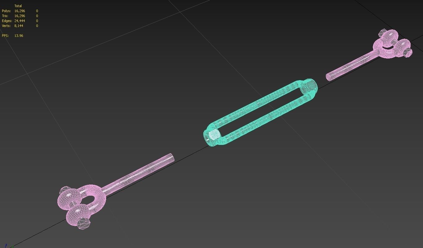 Turnbuckle  M1 Low-poly 3D model_13