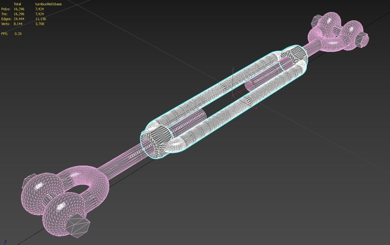 Turnbuckle  M1 Low-poly 3D model_12