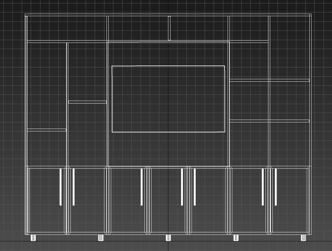 wooden tv wall unit 3D model_10