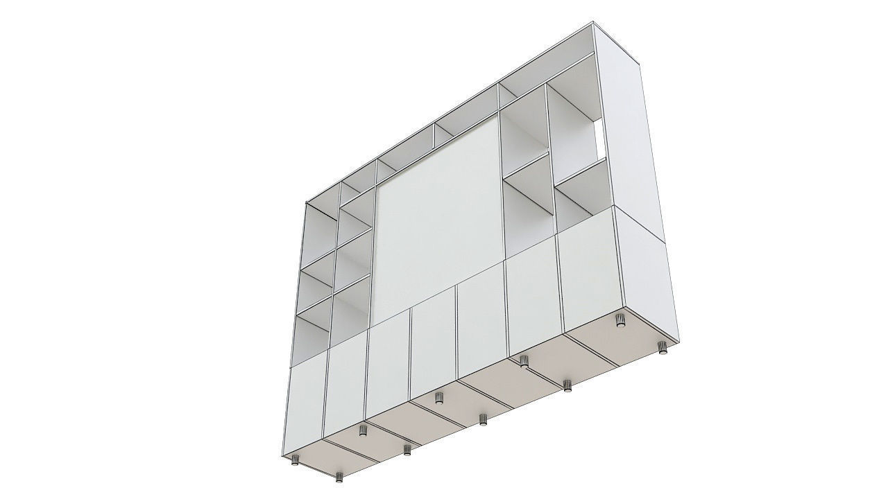 wooden tv wall unit 3D model_4